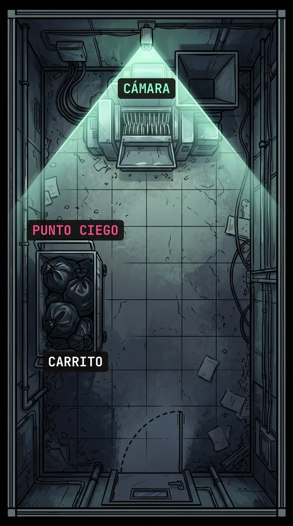 La cámara vigila la máquina y el carrito queda en el punto ciego